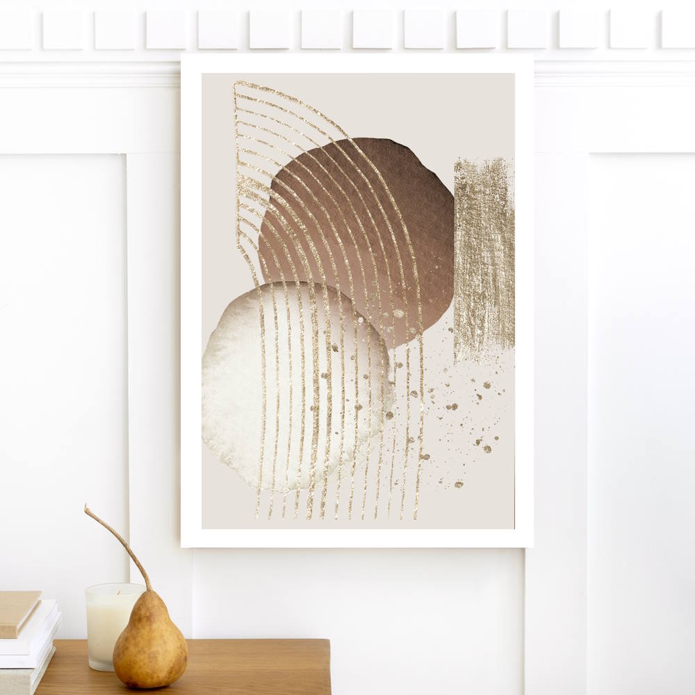 Colliding Moons in Gold Unique Wall Art Framed Poster