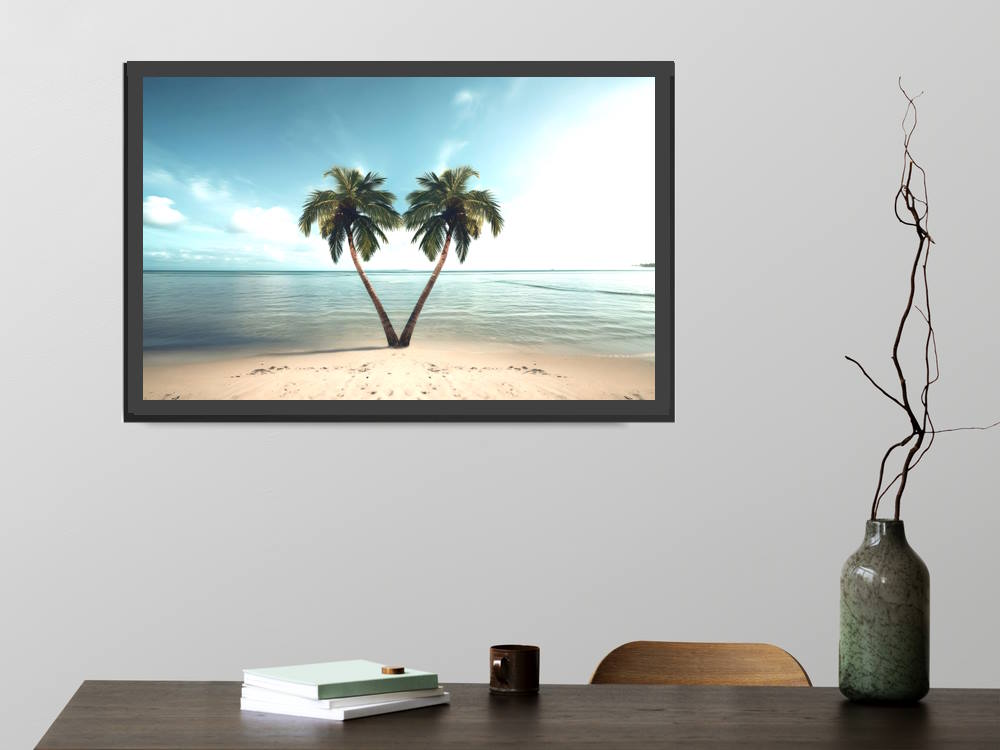 Palm Tree on Beach Framed Wall Art Poster