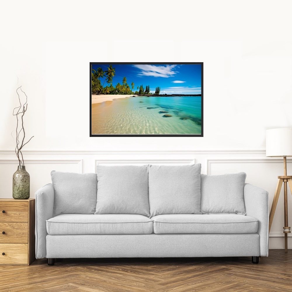 Tropical Beach Paradise in Samoa Framed Photo Wall Art