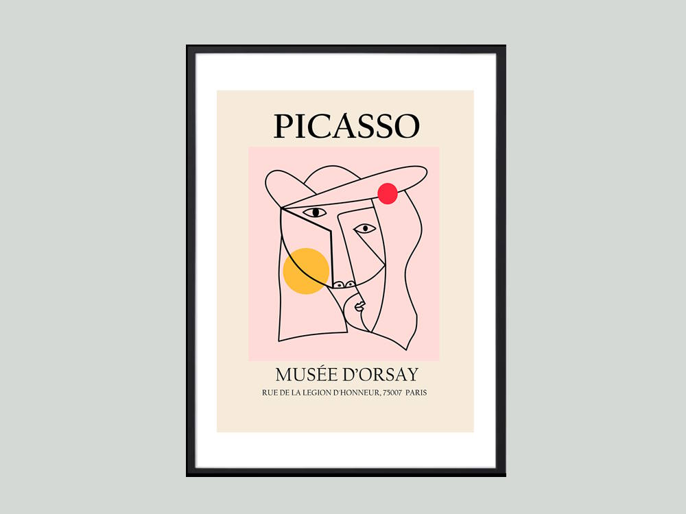 Abstract Picasso Poster Print Vintage Modern Wall Art Melbourne black frame