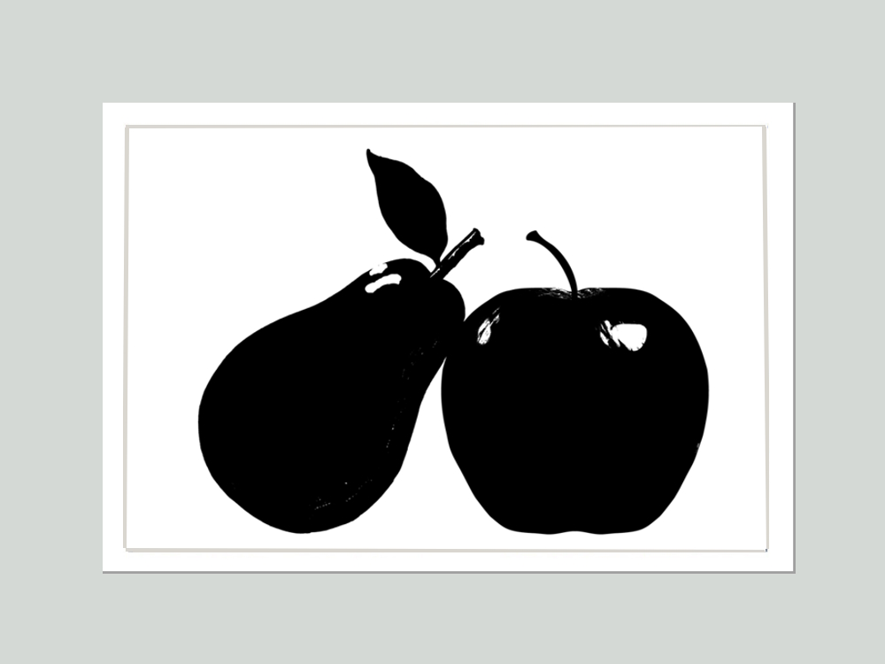 Apple and Pear Wall Art Poster Print in Black Timber Frame