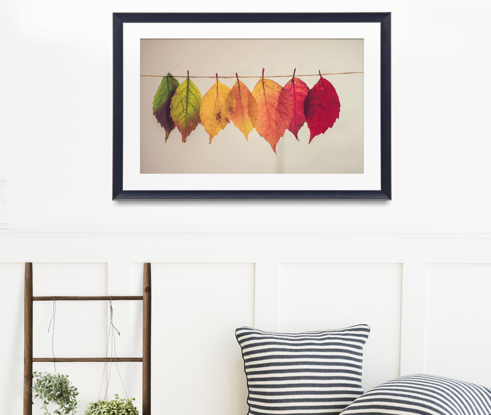Autumn leaves hanging on a string printed poster wall art for family room3