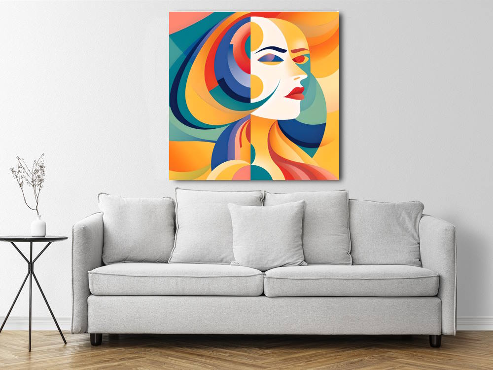 Abstract Colourful Woman on Canvas Print