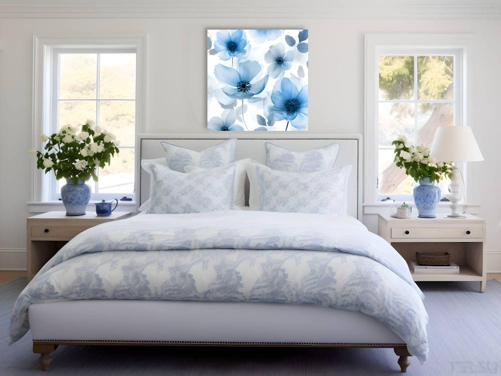 Blue Orchid Flower Printed Canvas Wall Art