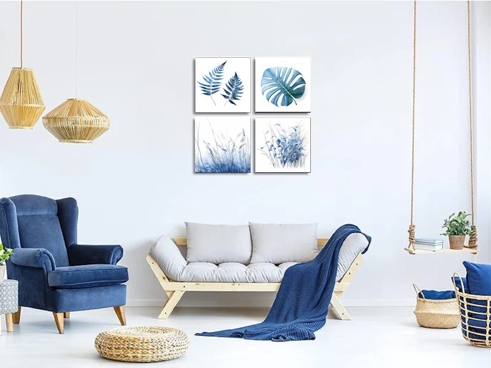 Blue Reeds swaying in the breeze Printed Canvas Wall Art4