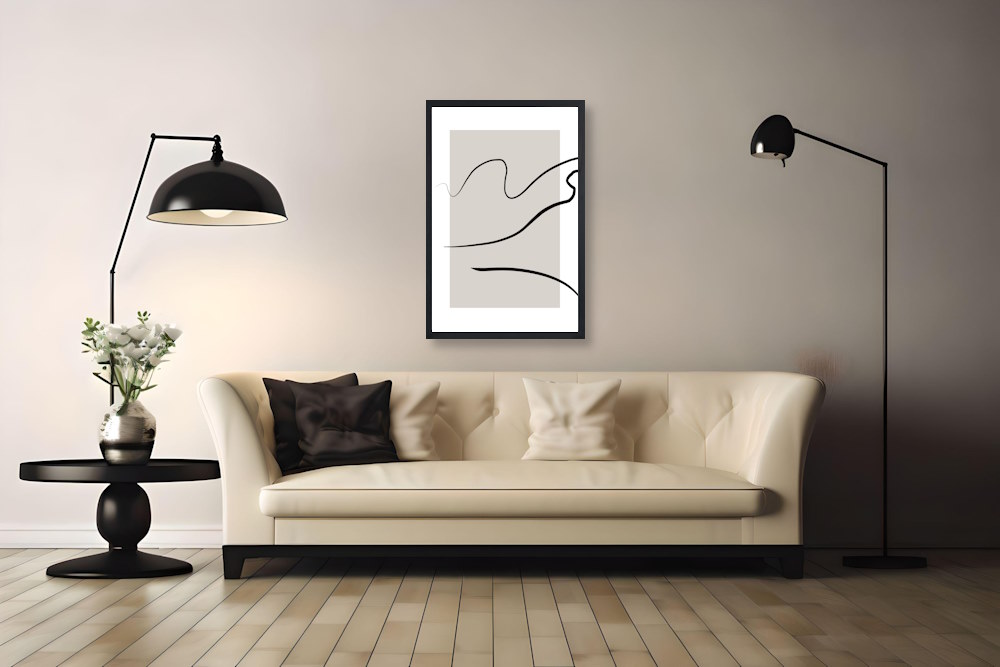 Lined Monochromatic Printed Artwork for Living or Bedrooms