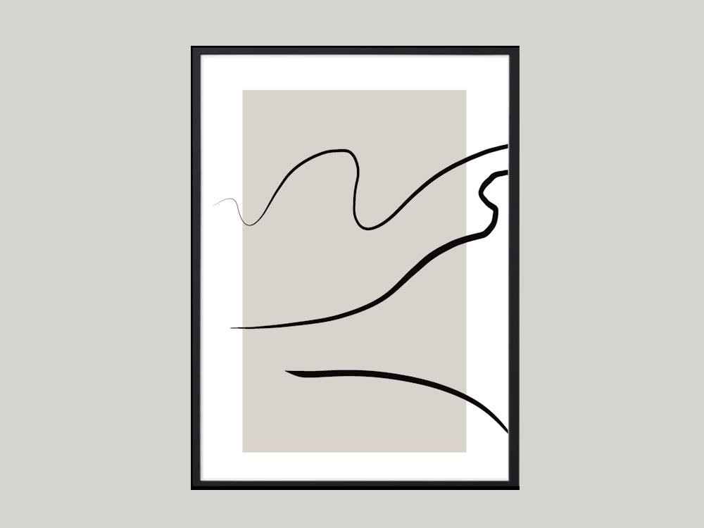 Lined Monochromatic Printed Artwork for Living or Bedrooms3