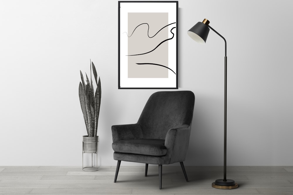 Lined Monochromatic Printed Artwork for Living or Bedrooms